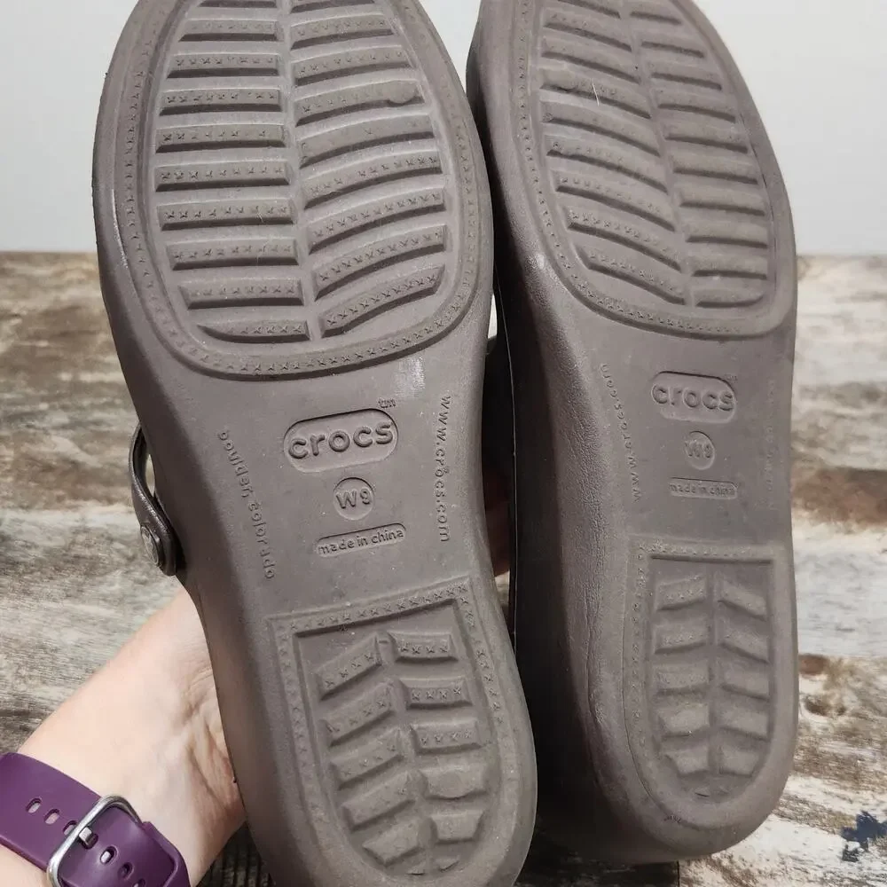Crocs Women's Size 9 Brown Strappy Slide Sandals Comfort Casual Lightweight